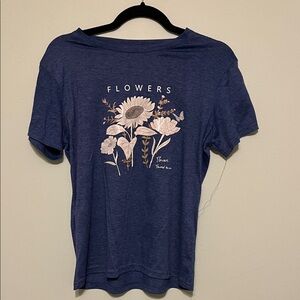 Floral Graphic Women's Blue T-Shirt